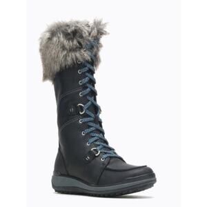 Merrell Snowcreek Tall Polar Waterproof Boots •Women 6• Fur Leather Black Snow